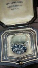 Art Deco Vintage Style Lab Created Diamond & Sapphire Engagement 925 Silver Ring