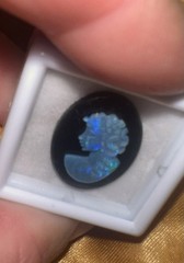 Vintage/Antique 20×15 Natural Solid Hand carved Australian Opal Cameo on Onyx