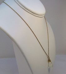 Vintage FLOATING OPAL Teardrop Pendant Gold Filled 18″ Chain Necklace
