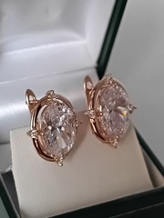 Vintage 1990s 14 Ct Large Rolled Gold Crystal Zircon Earrings-Hallmarked 585 RG