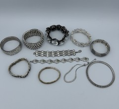 Vintage Rhinestone Crystal Sparkle Bracelets Lot Of 11 Various Styles