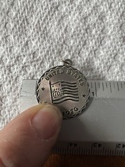 VTG United States 76 Bicentennial US Flag Crea Sterling Silver Charm 1776-1976