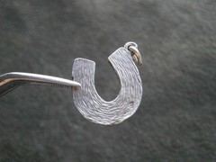 Lucky Horseshoe Red Stones Vintage Sterling Silver Bracelet Charm Pendant ~ FLAW