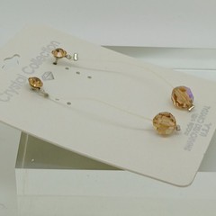 Vintage 1990s Swarovski Crystal Drop Earrings Amber New Old Stock USA Made
