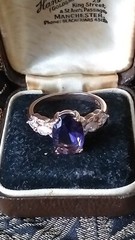 Vintage 1990-s 14 Ct Rolled Gold Amethyst Ring Size UK P US 7 1/2 – Hallmarked!