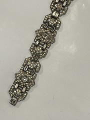KTF TRIFARI 1930’S BRACELET Art Deco Wide Pave CLEAR Rhinestone Baguette 7.25