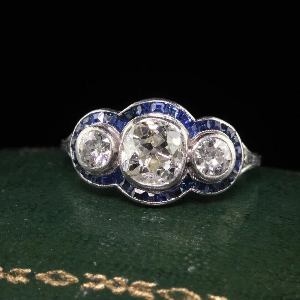 2.55Ct Art Deco Style Lab-Created Diamond Engagement 14k white Gold Finish Ring