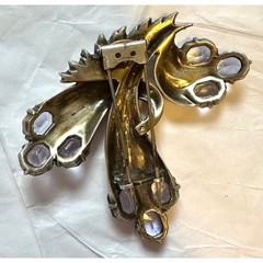 Eisenberg Original Sterling Silver Blue & Crystal Rhinestone Art Deco Clip