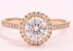 1.37TCW Round Cut White Moissanite Women’s Halo Party Ring In 10K Yellow Gold FN