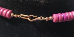 VTG Colored Wooden Beads Necklace Asymmetrical Statement 1990s Pink Blue Boho
