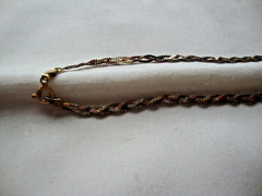VINTAGE BRAIDED TRI-TONE FINE 0.5MM SNAKE STERLING SILVER STAMP ITALY 925 CHAIN