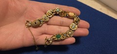Vintage Goldette NY Victorian Revival Slide A Charm Bracelet. Excellent Cond.