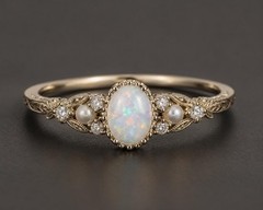 Natural Ethiopian Opal Ring Vintage Pearl Ring 925 Sterling Silver Opal Ring