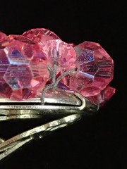 Vntg Brooch & Clip-on Earrings, Pink Aurora Borealis Crystal, Wired, Silver-Tone