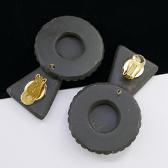 BIG VINTAGE 80S MOD JEFF LIEB TOPAZ CRYSTAL DANGLE CLIP-ON EARRINGS DOOR KNOCKER