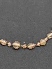 Vintage Champagne Glass Bead Necklace Chunky 70s 80s Gold Tone Long Retro ~34″