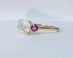 14K Yellow Gold Engagement Three Stone Ring 1.64CT.Natural Round Cut Diamond