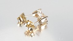 Vintage Estate 14K Solid Yellow Gold 0.5ct Cubic Zirconia Stud Earrings 4mm
