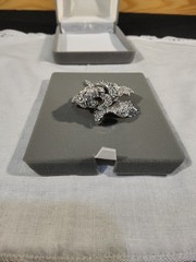 Nolan Miller QVC “Ava” Rose Pavé Crystal Rhinestones Brooch Silver Tone Rhodium