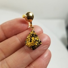 Gold Tone Flake Nugget Confetti Screw On Dangle Earrings VTG RARE