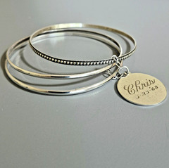 Vintage Danecraft Bracelet – Sterling Silver – Three 3 Bangle Charm Set 8″