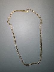 Vintage Curb Link Chain Necklace 23″ Stamped 14K Gold Tone Plated Shows Wear