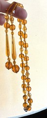 Art Deco Czech glass necklace faceted beads glass amber colored Hand knotted 24”