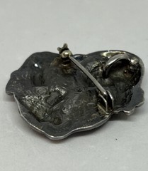 Art Nouveau Silver Plated Pewter Lady with Lotus/Waterlily Brooch Pendant