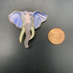 William Spear Elephant Brooch Pin Purple Enamel 1989 1980s Vintage