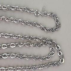 Vintage Monet Chain Necklace 6mm Silver Tone Cable Link Long 54″