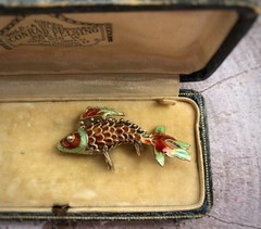 Estate Vintage Fish pendant Sterling Silver 925 Enamel Exported from China 1950′