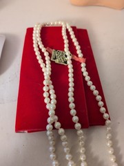 Vintage Kyoto Cultured Pearls 26 Inch Ornate Clasp Heavy Original Tag Japan New