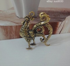 Solid Brass Copper Rooster Animal Figurine Statue Pendant