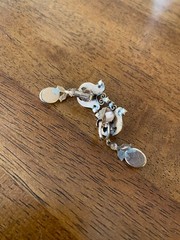 Victorian Opaline Glass Cabochon Clip-On Earrings 1.5″ Long Dangles Gold Tone