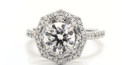 Attractive Art Deco Halo Design In 925 Sterling Silver & Moissanite Wedding Ring