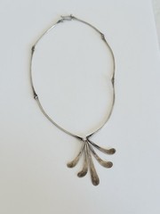 Vintage Modernist Bar Link Sterling Silver Fringe Paddle Necklace