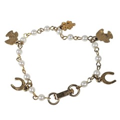 Vintage Mushroom Horseshoe Four Leaf Clover Enamel Lucky Charm Bracelet 6.5in