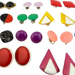 Vtg Earrings Lot of 44 Pairs Clip-on Screw-backs Lucite Acrylic Resin Mod Retro