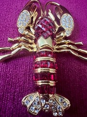 FABULOUS SIGNED NOLAN MILLER 1980s RED RUBY LOBSTER BOOCH 3” EXCELLENT CONDITION