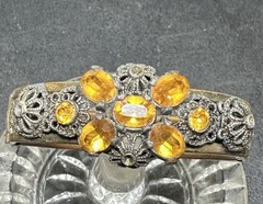 Vintage 1930’s Possibly Czech Green Glass Hinged Bracelet See Pictures For