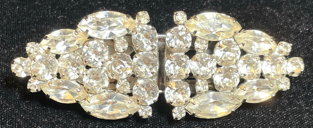 VTG SIGNED WEISS RHINESTONE CONVERTIBLE BROOCH DOUBLE FUR/DRESS CLIPS EXCELLENT!