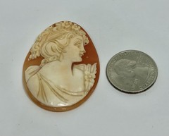 Vintage Unframed Finely Carved Large Lady Cameo for Brooch or Pendant