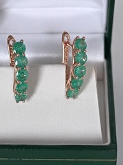 Vintage 1990-s 14 Ct Rolled Gold Emerald Earrings-Hallmarked 585 RG
