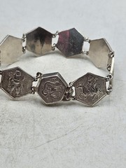 Vintage China Export Sterling Silver Panel Bracelet. Signed China, Sterling,