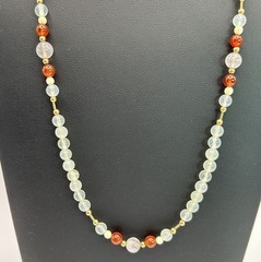 Vintage 14/20 14K Gold Filled Natural Stone Bead Necklace Mid-Century 24”