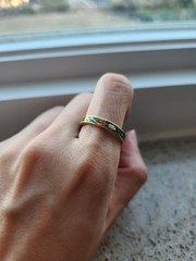 Vintage Cloisonne Enamel Ring Green size 7.5