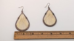 Vintage Copper Teardrop Earrings Large Gold Glistening String Peruvian