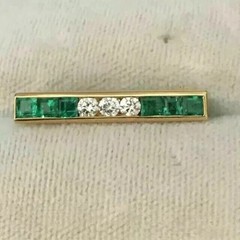 2Ct Lab Created Emerald Asscher Cut Unique Brooch 14K Yellow Gold Plated Silver