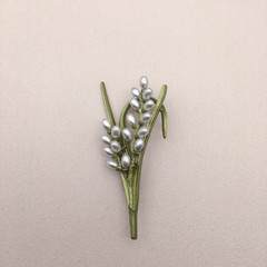 Vintage Green Color Plant Pearls Brooch Pin Flower Brooch For Women Jewelry Gift