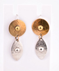 Marjorie Baer Mixed Metals Dangle Earrings Brass and Silver MB SF